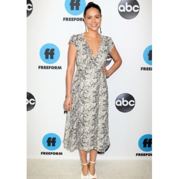 Reformation Carina Wrap Midi Dress in Rattlesnake Print - Picture 1 of 10